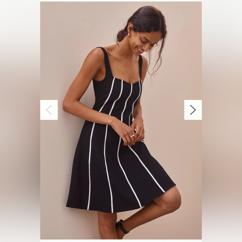 Black and White Striped Sweetheart Dress